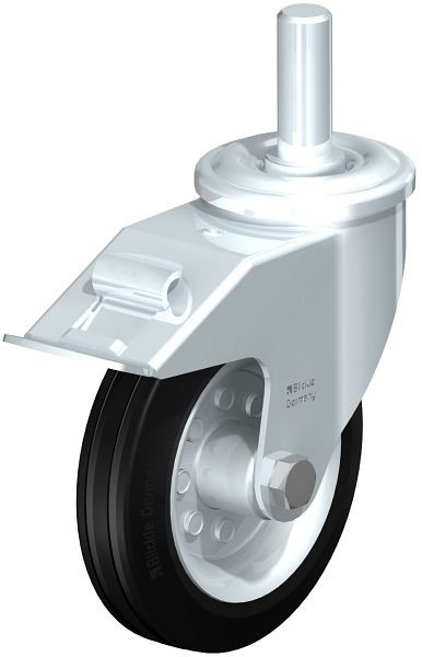 Blickle LEZ-VE 150R-22-FI Stahlblech-Lenkrolle mit Zapfen & Feststeller, Vollgummi, Schwarz, 576637