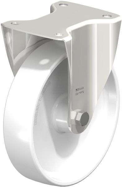 Blickle BX-PO 200XR Edelstahl-Bockrolle mit Anschraubplatte, Polyamid, Weiß, 103390