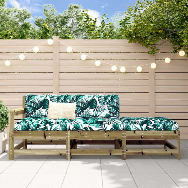 vidaXL 3-tlg. Garten-Lounge-Set mit Kissen Kiefernholz Imprägniert, 825603