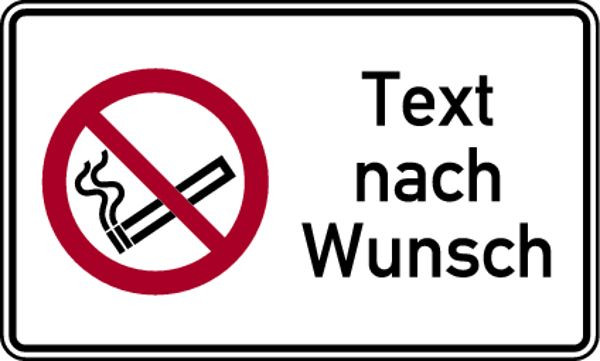 Schilder Klar Kombischild Rauchen verboten + Text nach Wunsch, 250x150 mm Folie selbstklebend, 7181/63