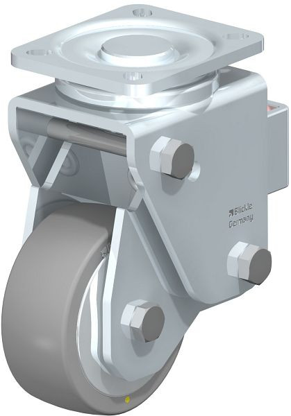 Blickle LHF-ALTH 101K-1-AS-FA Stahlblech-Lenkrolle, Schwerlast-Ausführung, mit Stahlfeder, Blickle Extrathane®, Grau, 853738