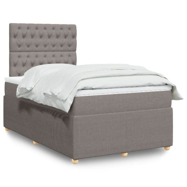 vidaXL Boxspringbett mit Matratze Taupe 120x190 cm Stoff, 3294306