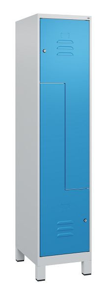 C+P Z-Spind Classic PLUS, Füße, 2 Abteile, 1800x400x500mm, 7035/5012, Zylinderschlösser, 0800137-122 S10019