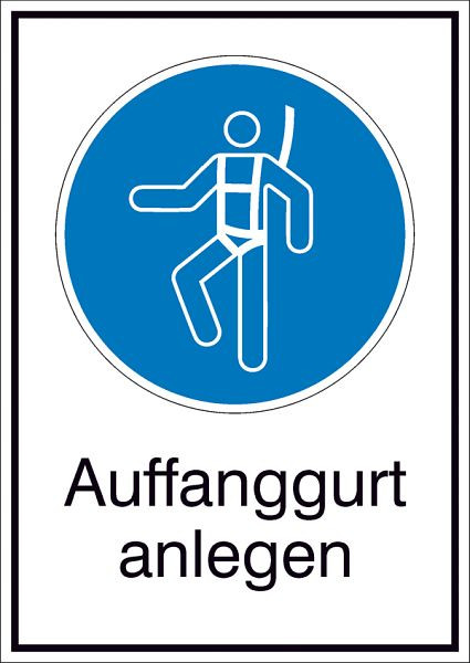 SafetyMarking Gebots-Kombischild, Auffanggurt anlegen, BxH 13,1x18,5 cm, Aluminium, 51.A7332