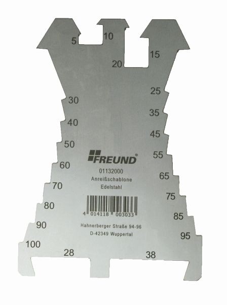 Freund Anreißschablone, Edelstahl, Gewicht: 65 Gramm, Maße: 140 mm, 01132000