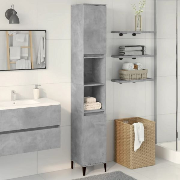 vidaXL Badschrank Betongrau 30x30x190 cm Holzwerkstoff, 857104