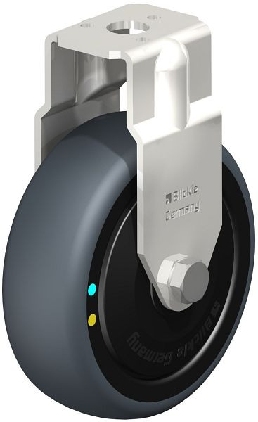 Blickle BRXA-TPA 75KD-ELS-FK Edelstahl-Apparate-Bockrolle mit Rückenloch, Thermoplastisches Gummi-Elastomer, Grau, 853219