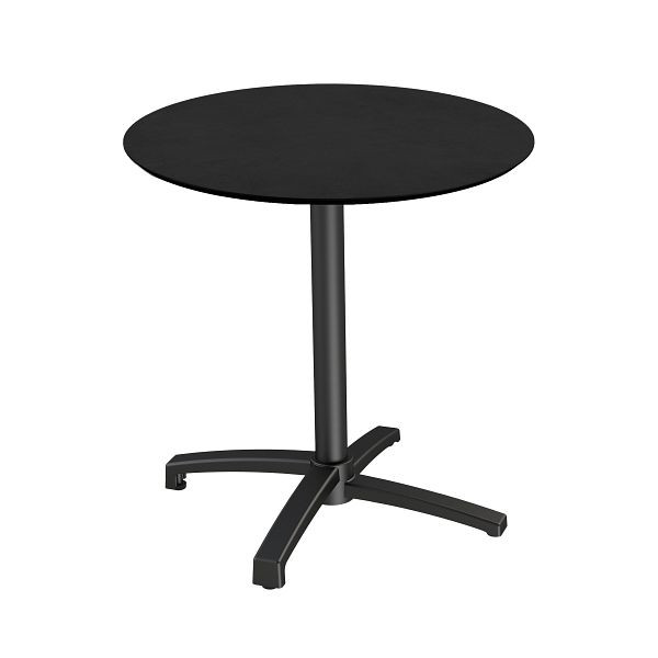 Feros X Cross Terrassentisch Schwarz gestell + Schwarz HPL Tischplatte Ø70 cm, 110031070