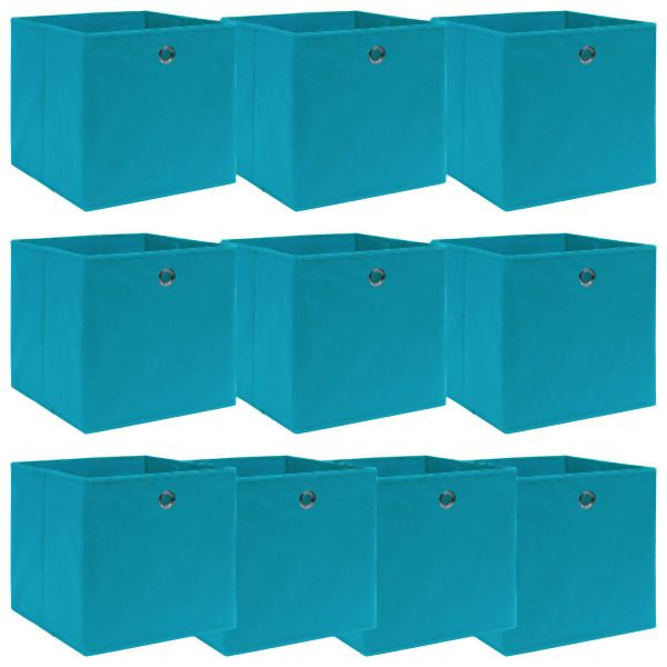 vidaXL Aufbewahrungsboxen 10 Stück Babyblau 32x32x32 cm Stoff, 288375