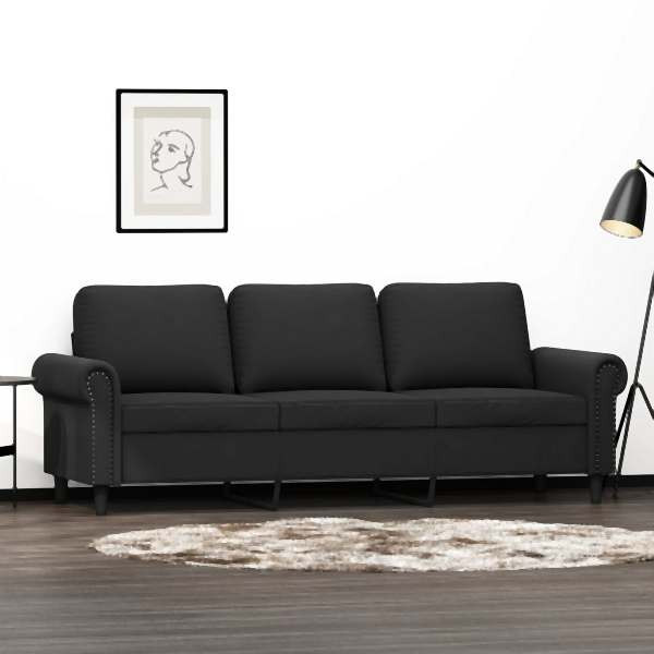 vidaXL 3-Sitzer-Sofa Schwarz 180 cm Samt, Füllung: Schaumstoff, 359544