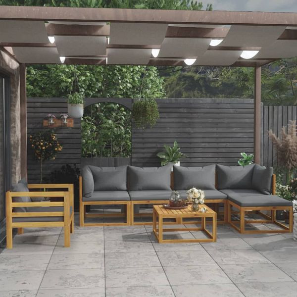 vidaXL 7-teilig Garten-Lounge-Set mit Auflage Massivholz Akazie, 3057606