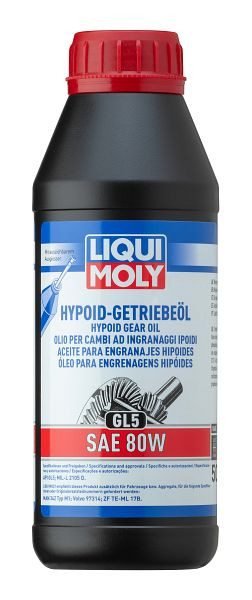 LIQUI MOLY Hypoid-Getriebeöl (GL5) SAE 80W, Dose Kunststoff, VE: 0,5 Liter, 1402