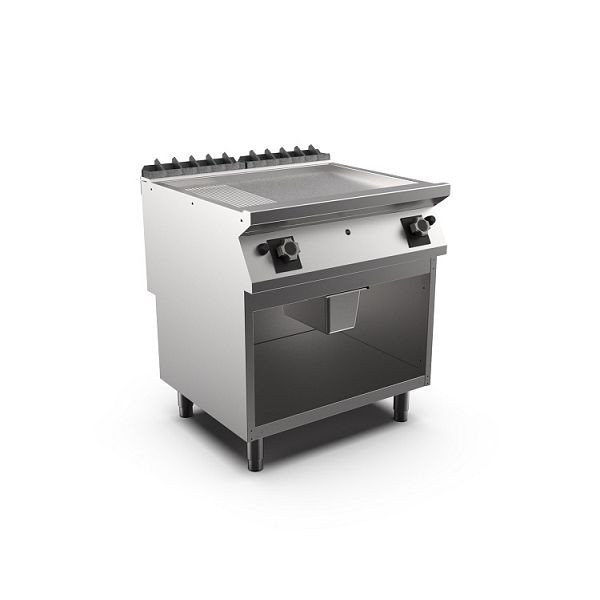 Mareno M1-900 Gasgrillplatte mit 2/3 glatter und 1/3 gerippter mattverchromter Platte, 80cm, 800(B)x920(T)x900(H)mm, FT98GMCSG, 191.223