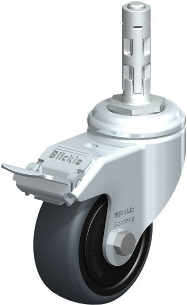 Blickle LKRA-TPA 80K-11-FI-ELS-FK-E11 Apparate-Lenkrolle mit Expander & Feststeller, Thermoplastisches Gummi-Elastomer, Grau, 750751