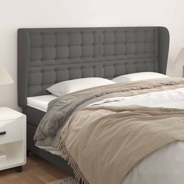 vidaXL Kopfteil mit Ohren Grau 203x23x118/128 cm Kunstleder, 3118068