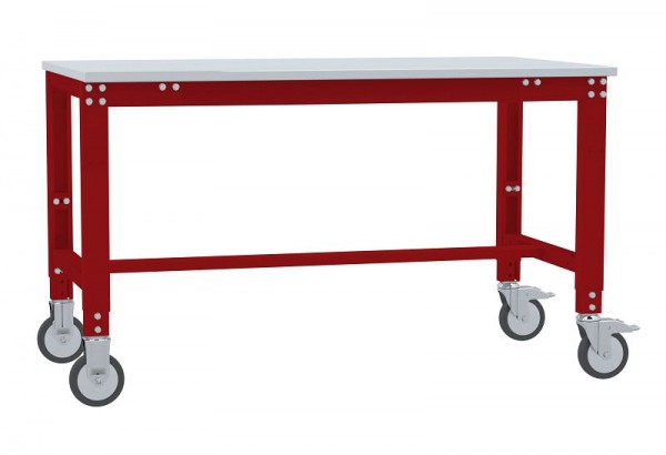 Manuflex Arbeitstisch UNIVERSAL Spezial mobil mit Melaminplatte, BxTxH = 1000 x 600 x 752-972 mm, Rubinrot, AU7301.3003