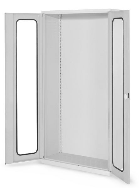 Kappes Systemschrank Leergehäuse Serie 400, RAL 7035, H1950 x B1000 x T410 mm, Sichtfenstertüren, 1250.00.5013