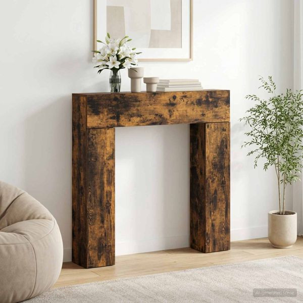 vidaXL Kaminumrandung Raucheiche 102 x 18 x 100,5 cm Holzwerkstoff, 8006602