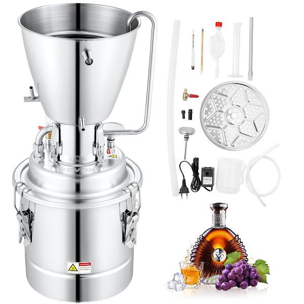 VEVOR Destillieranlage Wasser Alkohol Destillierer 50L, Haus Destillieranlage Destille Alkohol Silber, DTZLQB50L220VC5WIV2