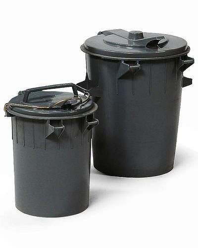 DENIOS Rundtonne aus Polyethylen (PE), mit Deckel, 35 Liter Volumen, anthrazit, 116870