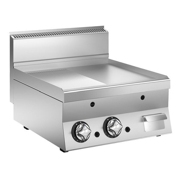 Mareno M1-600 Gas-Grillplatte mit halb glatter/geriffelter verchromter Platte, 80cm, 161.058