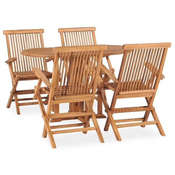 vidaXL 5-tlg. Garten-Essgruppe Klappbar Massivholz Teak, 3059975