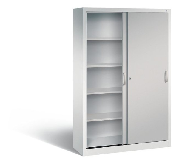 C+P Schiebetürenschrank Acurado, H1950xB1200xT400mm, Farbe: Lichtgrau / Weißaluminium, Bügelgriff, 5 OH, 2040-00 S10290