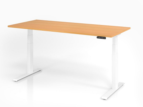 Hammerbacher Schreibtisch XDKB19, 180 x 80 cm, Platte: Buche, 25 mm dick, ABS-Dickkante, Rechteckform, Weiß, VXDKB19/6/W