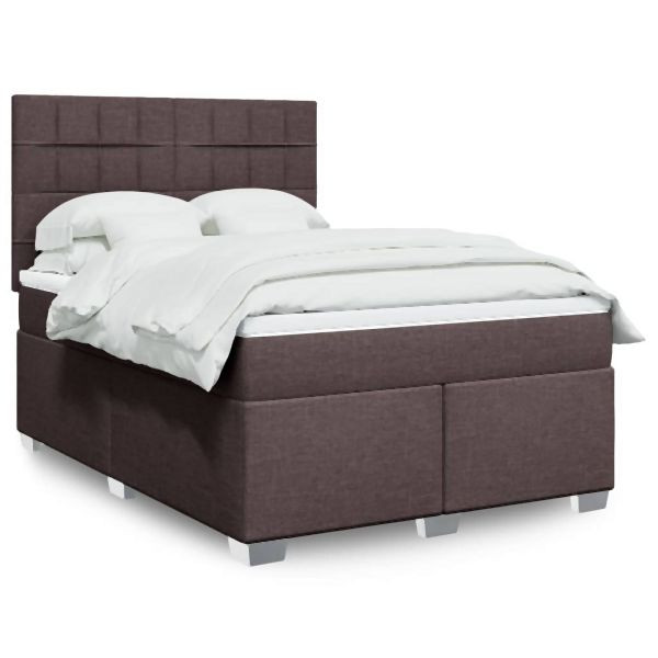vidaXL Boxspringbett mit Matratze Dunkelbraun 140x200 cm Stoff, 3292814