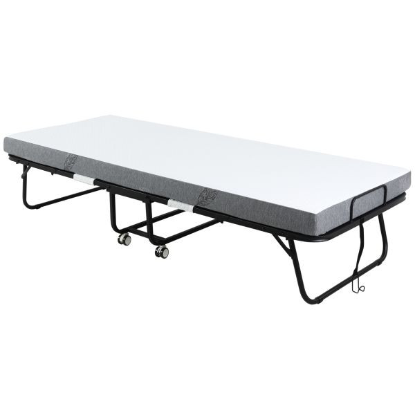 HOMCOM Gästebett 2-in-1 Klappbett mit Rollen klappbar Stahl+Schaumstoff, 831-516