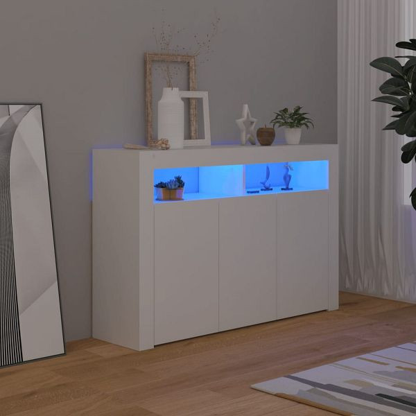 vidaXL Sideboard mit LED-Leuchten Weiß 115,5x30x75 cm, 804337