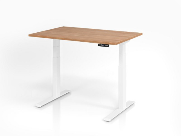 Hammerbacher Schreibtisch XDKB12, 120 x 80 cm, Platte: Nussbaum, 25 mm dick, ABS-Dickkante, Rechteckform, Weiß, VXDKB12/N/W