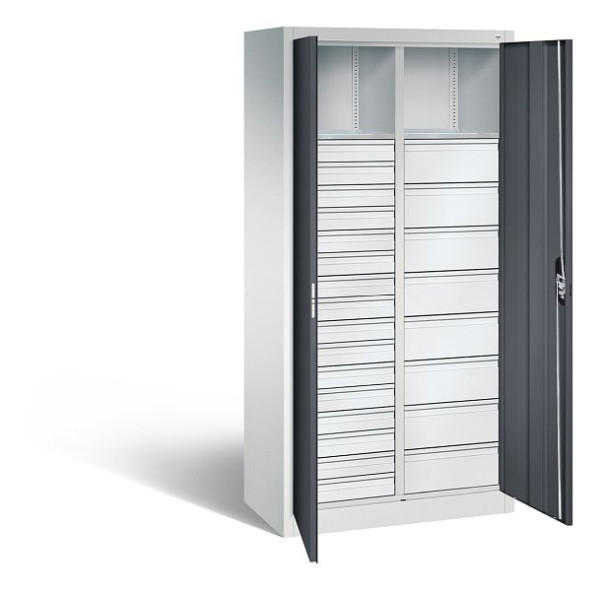 C+P Werkzeugschrank Acurado, H1950xB930xT500mm, Farbe: Lichtgrau / Schwarzgrau, Muldengriff, 8921-303 S10066