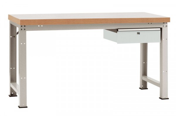 Manuflex Komplett-Werkbank Grund PROFI Standard mit Multiplex-Platte, BxTxH = 1500 x 700 x 840 mm, Lichtgrau, WP5404.7035