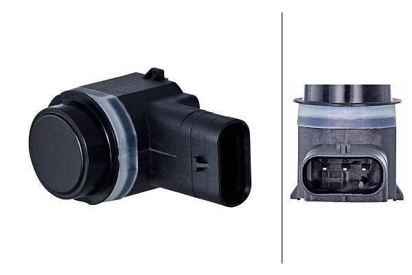 HELLA Sensor, Einparkhilfe, rund, 3-polig, gesteckt, lackierbar, 6PX 358 270-121