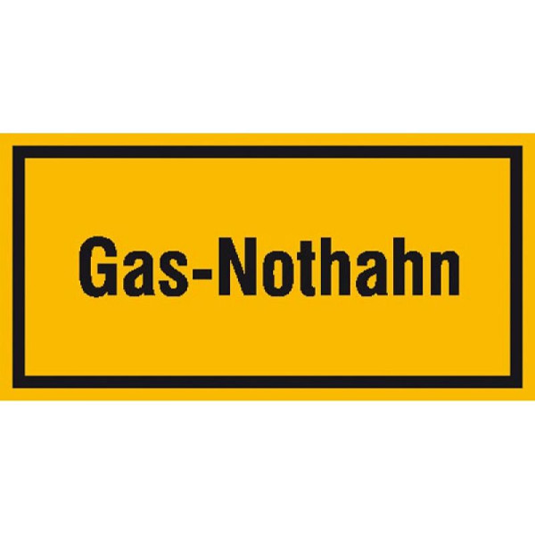 Stein HGS Hinweisschild zur Betriebskennzeichnung, Gas-Nothahn, 200x100mm/Folie, selbstklebend, 21.5857