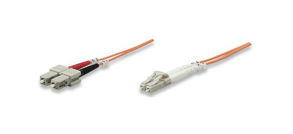 INTELLINET Glasfaser LWL-Anschlusskabel, Duplex, Multimode, LC/SC, 62,5/125 µm, OM1, 2 m, orange, 471268