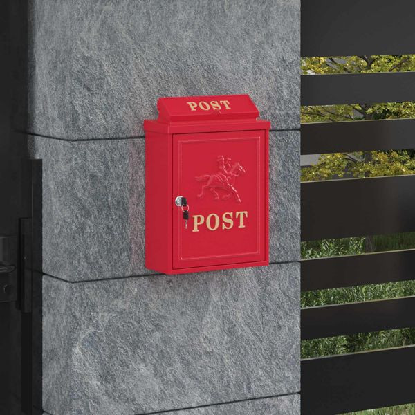 vidaXL Wandmontierter Briefkasten Rot 29 x 13 x 41 cm Gussaluminium, 42023498