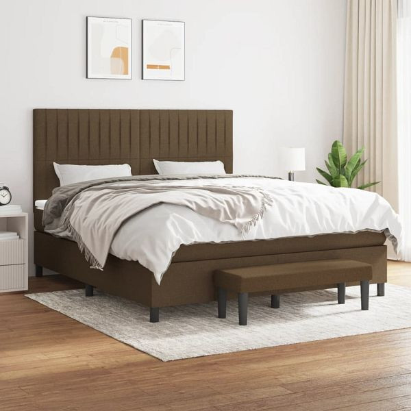 vidaXL Boxspringbett mit Matratze Dunkelbraun 180x200 cm Stoff, 3136776