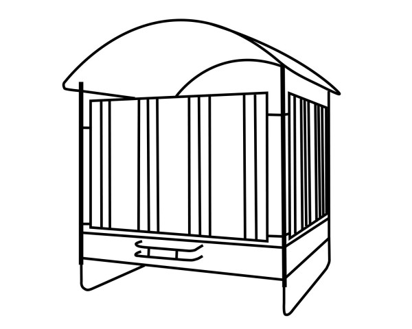 Patura Viereckraufe Robust mit Sicherheits-Pferdefressgittern und Dach, 303672