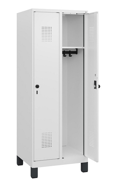 C+P Spind Evolo PLUS, Füße, 2 Abteile, 1630x600x500mm, 9016/9016, Drehriegel, 0490105-20 S10023