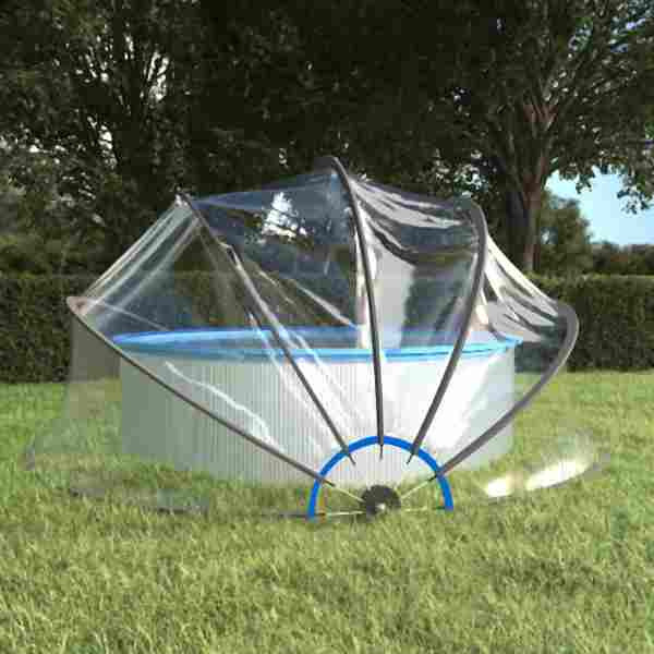 vidaXL Pool-Kuppel Rund 467x234 cm PVC, Transparent, 93815