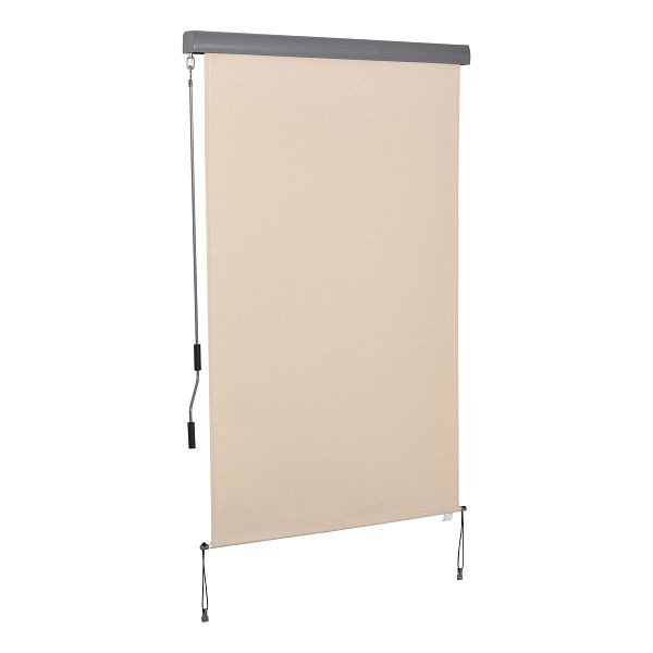 Outsunny Senkrechtmarkise Balkonmarkise Vertikalmarkise Windschutz Seitenrollo Sichtschutz mit Handkurbel Polyesterstoff+Aluminium Cremeweiß, 830-235CW