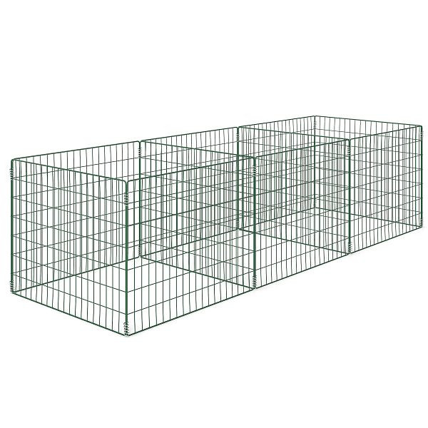 Outsunny Komposter 1680 Liter, 270 x 90 x 70 cm 3-teilig Schnellkomposter aus Stahl, wetterfest Grün, 84H-356V00GN