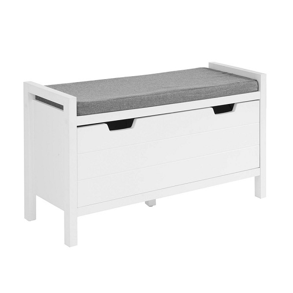 SoBuy Schuhbank mit einer Schublade Weiß 85x30x50 cm, Modern, FSR97-W