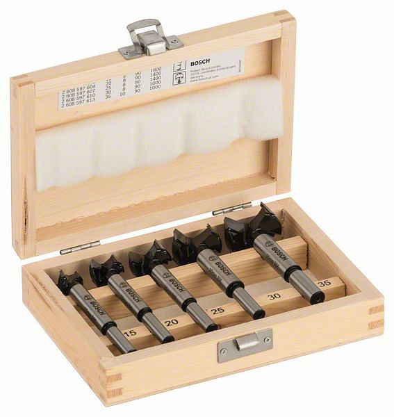 Bosch Kunst- Scharnierlochbohrer-Set, HM, 5-teilig, 15 - 35 mm, 2607018750