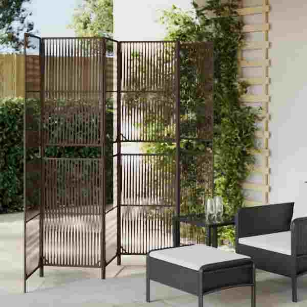 vidaXL Paravent 6-tlg. Braun Poly Rattan, 365385, 8721012244276