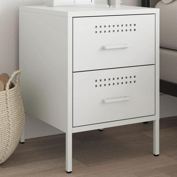 vidaXL Nachttisch Weiß 36x39x50,5 cm Stahl, 842932, 8721102388941