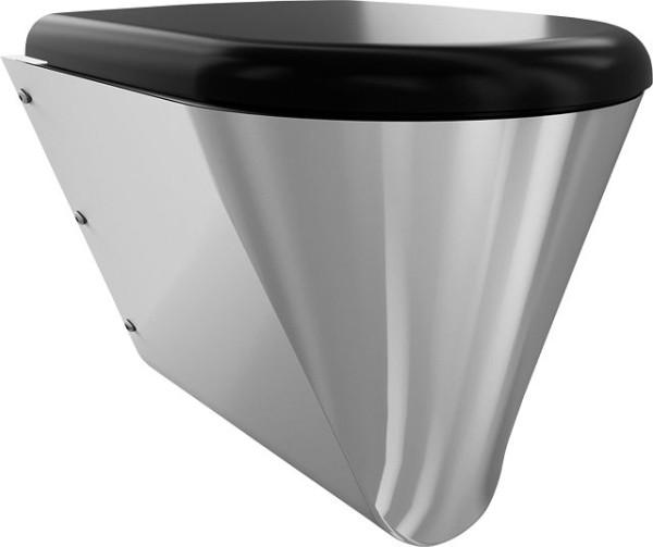 KWC T-WC, CAMPUS, Edelstahl, wandhängend, 360x409x500 mm, schwarzer Sitz, 3600000629