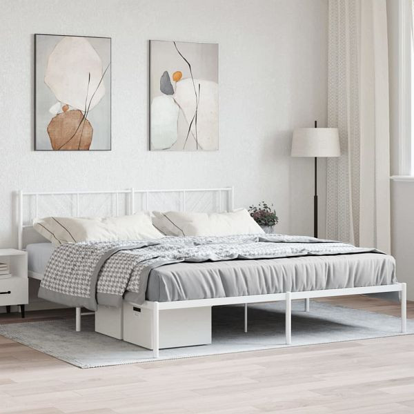 vidaXL Bettgestell mit Kopfteil Metall Weiß 193x203 cm, 372234